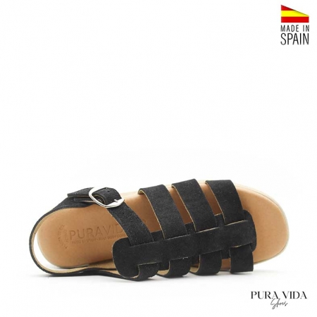 Sandalia plataforma negra tipo cangrejera