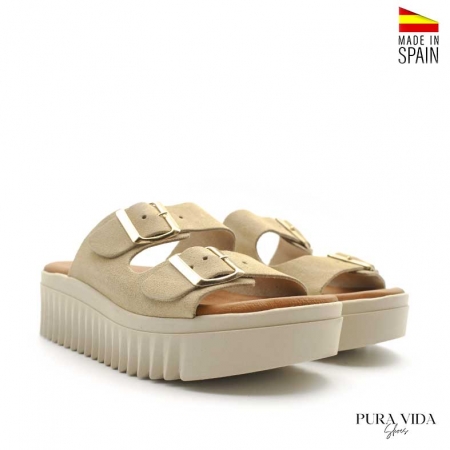Sandalias Track serraje beige