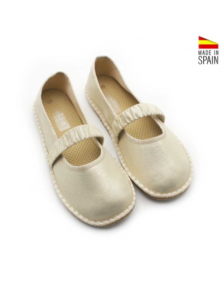 Merceditas respetuosas niña barefoot Condiz vista superior en color dorado