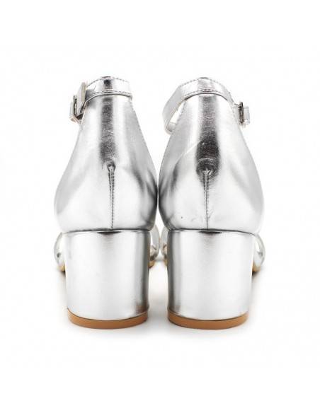 sandalia tacon plateada​