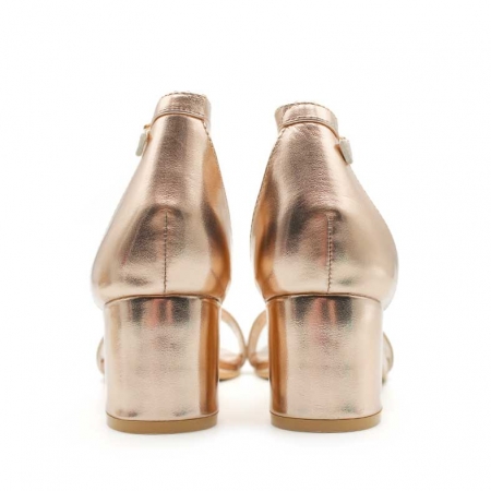 Sandalias tacon ancho Champagne