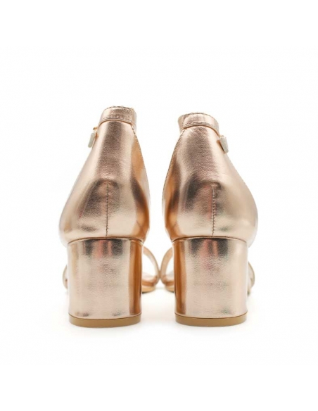 Sandalias tacon ancho Champagne