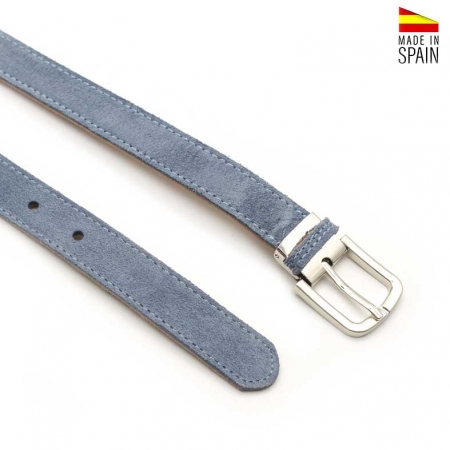 Cinturón de serraje azul