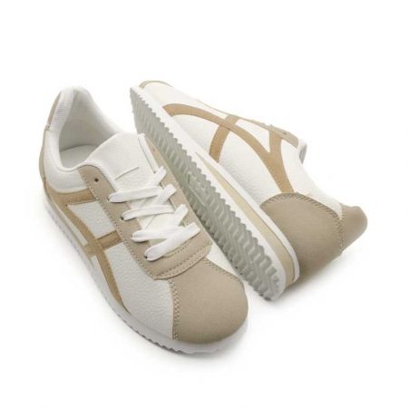 Zapatillas estilo retro beige mujer