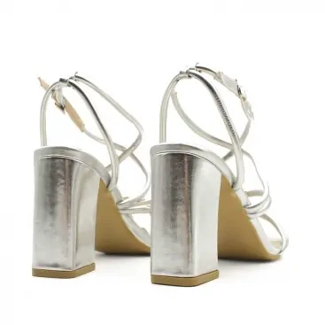 Sandalias de Tacón Plateadas