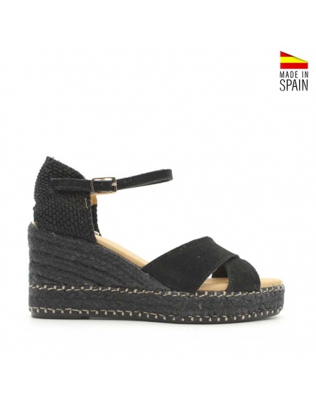 Cuñas negras de esparto mujer