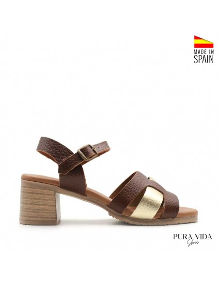 sandalia tacón piel