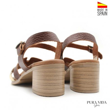 Sandalias Tacón Cuero