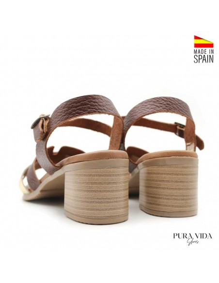 Sandalias Tacón Cuero