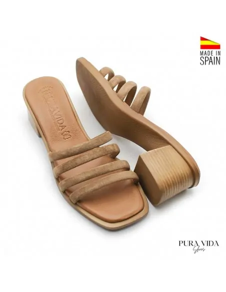 Sandalias Marrones y Tacon Ancho