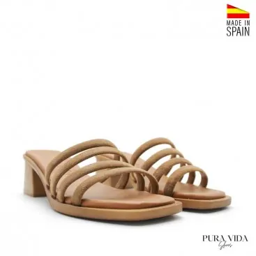 Sandalias Marrones Tacon Ancho