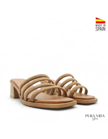 Sandalias Marrones Tacon Ancho