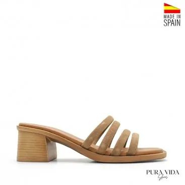 Sandalias Marron Tacon Ancho