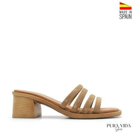 Sandalias Marron Tacon Ancho