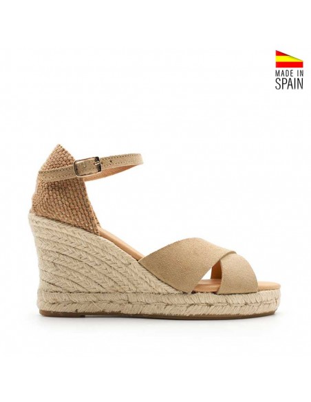 Sandalias beige cuña esparto