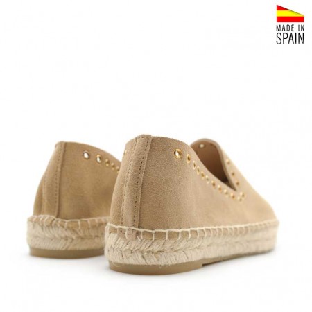 Alpargatas sin cuña en serraje camel