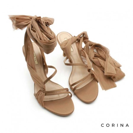 Sandalias Tacón camel atada
