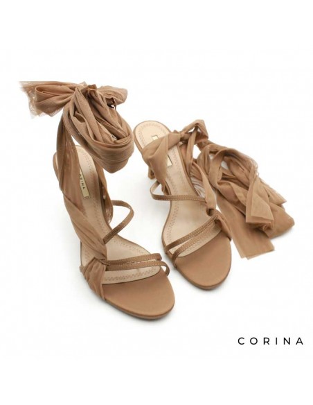 Sandalias Tacón camel atada