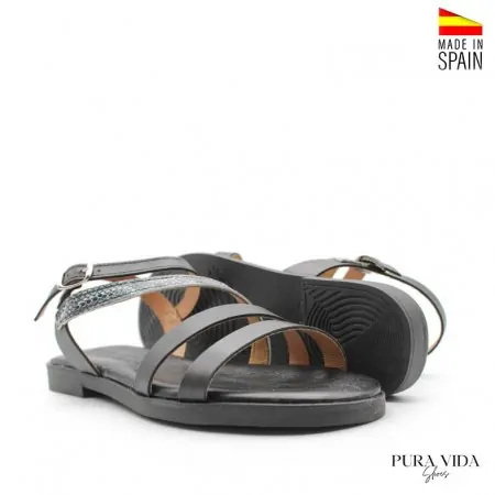 Sandalias Negras de Tiras