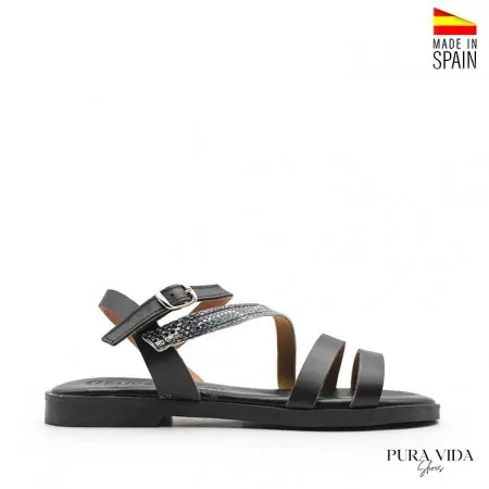 Sandalias negras piel España