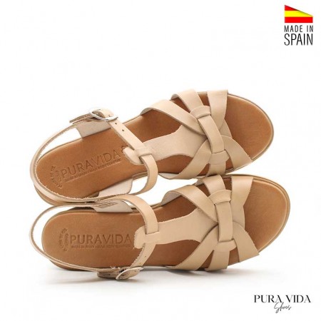 Cuñas cómodas de piel color nude