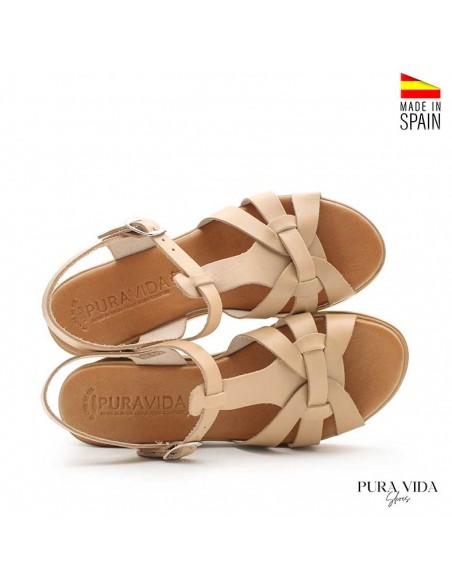 Cuñas cómodas de piel color nude