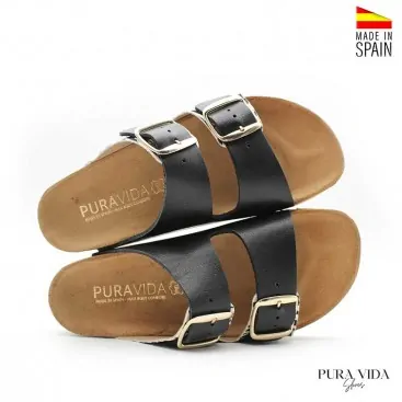 Sandalias estampado cebra negras