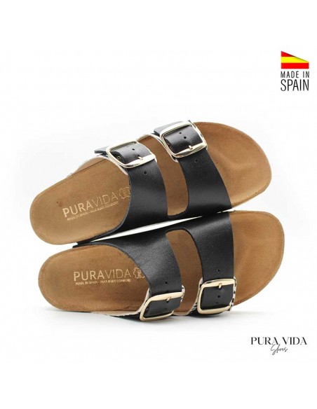 Sandalias estampado cebra negras