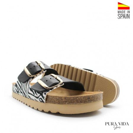 Zapatos cebra mujer suela corcho