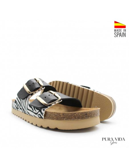 Zapatos cebra mujer suela corcho