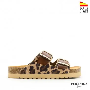 Sandalia cómoda leopardo mujer