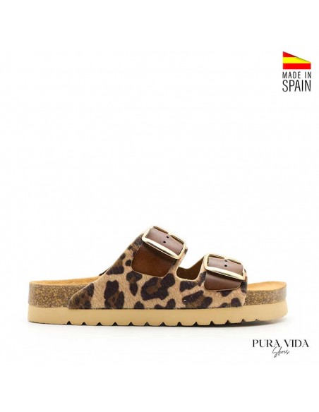 Sandalia cómoda leopardo mujer