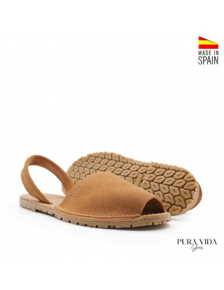 Sandalias Mallorquinas de piel serraje camel