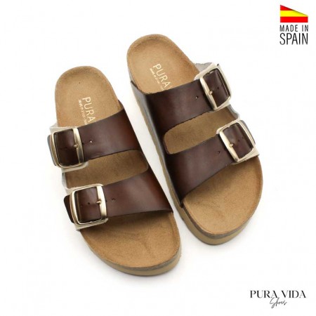 Sandalias bio cuero natural
