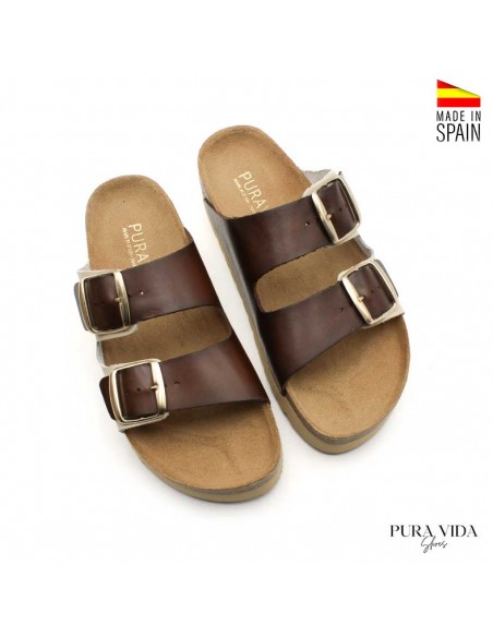 Sandalias bio cuero natural