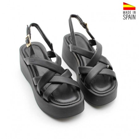 sandalias tiras negras plataforma​