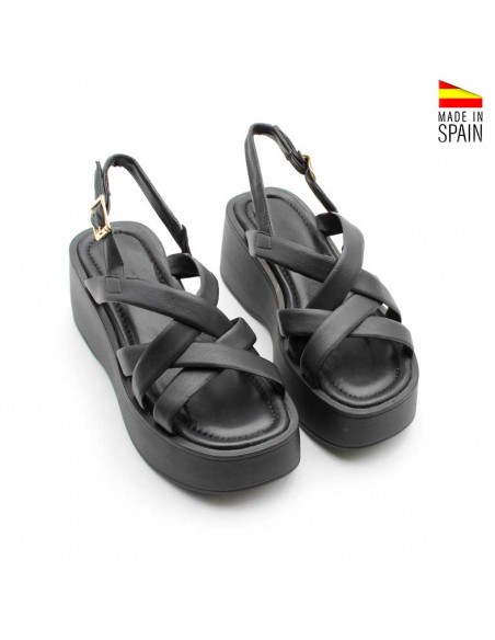 sandalias tiras negras plataforma​