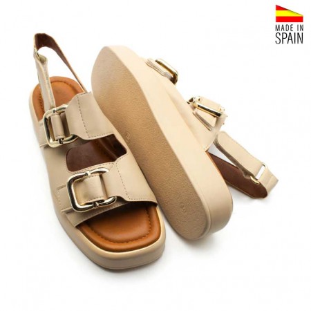 Sandalias hebillas plataforma beige