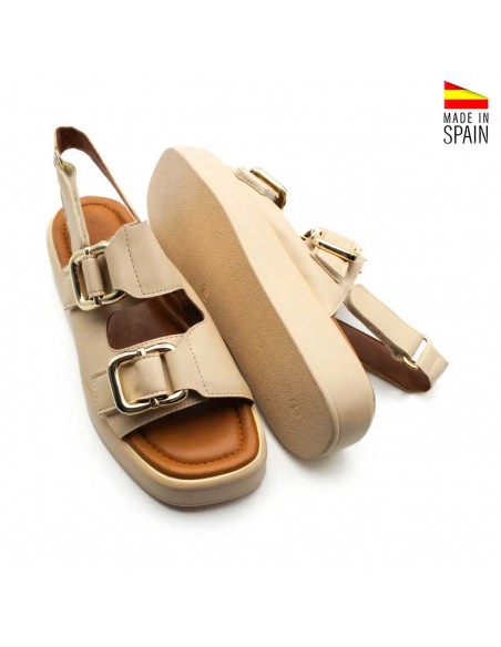 Sandalias hebillas plataforma beige