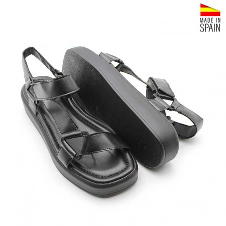 sandalias negras velcro mujer​