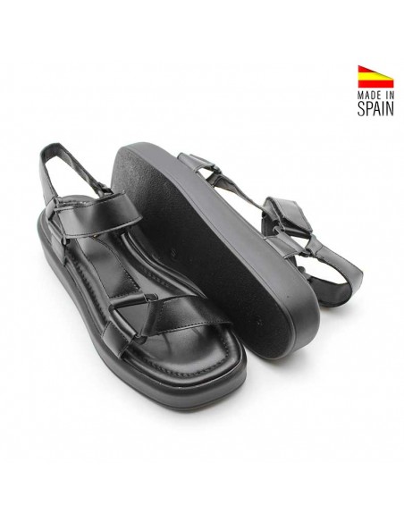 sandalias negras velcro mujer​
