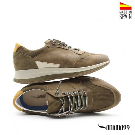 Zapatillas piel verdes hombre