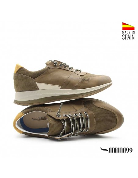 Zapatillas piel verdes hombre