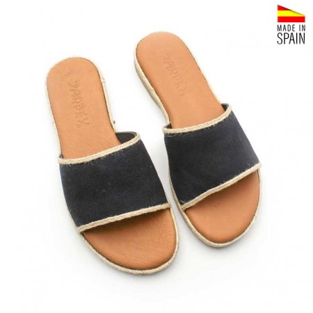 Sandalias planas azules piel