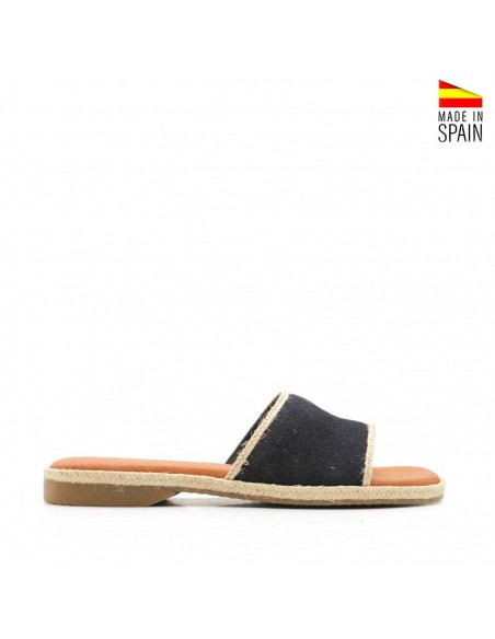 Sandalias serraje azul mujer