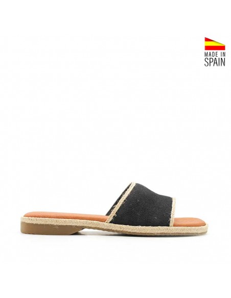 Sandalias serraje negras piel