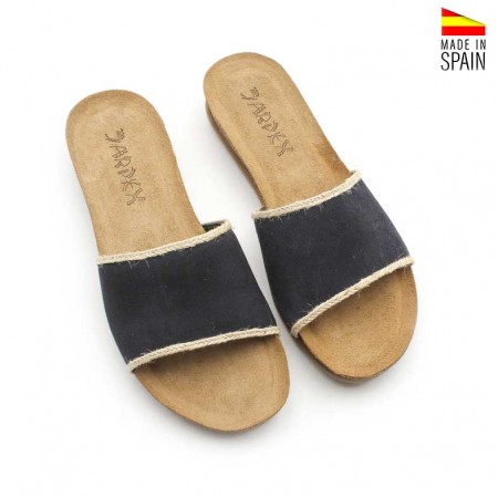 Cuñas mujer piel serraje azul