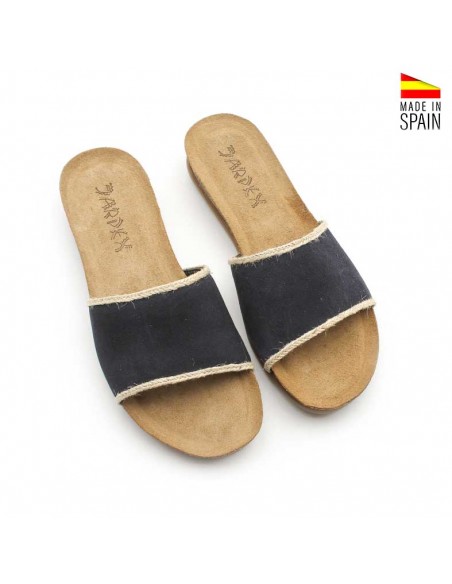 Cuñas mujer piel serraje azul