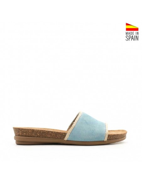 Sandalias cuña baja celeste