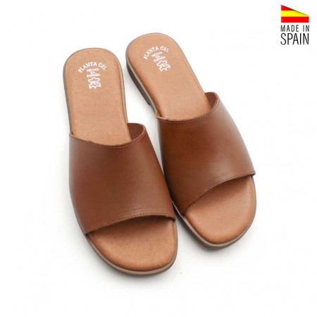 Sandalias pala de cuero marrón